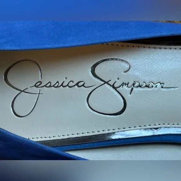 Jessica Simpson Bright Blue/Periwinkle Leather Tassel Bow 4 1/4” Heels Size 8.5 - Picture 8 of 13